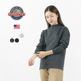 GOODWEAR（グッドウェア） ロングスリーブ モックネック ポケットTシャツ レディース ユニセックス トップス 長袖 ロンT 無地 シンプル 厚手 アメリカ製 L/S MOCKNECK POCKET TEE