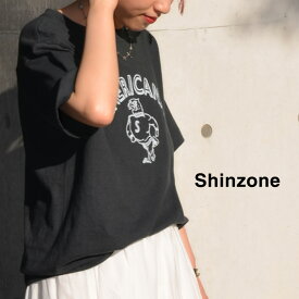 SHINZONE（シンゾーン） シンゾーン×アメリカーナ コラボレーションTEE / レディース Tシャツ 半袖 クルーネック 無地 ロゴ プリント 綿 コットン 23MXXCU02 AMERICANA COLLABORATION TEE / sumt