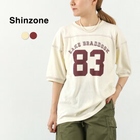 SHINZONE（シンゾーン） フットボール TEE / レディース Tシャツ 半袖 クルーネック 無地 ロゴ プリント 綿 コットン レーヨン FOOTBALL TEE / sh30