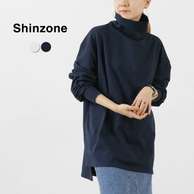 【スーパーSALE限定クーポン対象】SHINZONE（シンゾーン） ハイネック オーバーTEE / レディース カットソー Tシャツ 長袖 タートルネック 無地 綿100％ 日本製 23AMSCU02