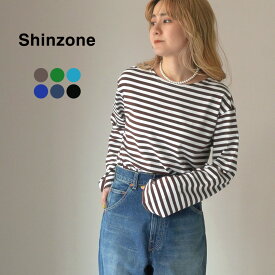 【30％OFF】【動画あり】SHINZONE（シンゾーン） マリンボーダーTシャツ 19SMSCU93 2024年モデル / レディース トップス ロンT 長袖 ボートネック 綿 コットン 日本製 MARINE BORDER TEE【セール】
