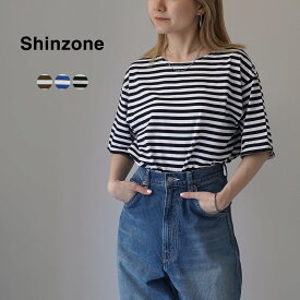 SHINZONE（シンゾーン） ハーフ マリンボーダー TEE / レディース トップス カットソー Tシャツ 半袖 綿100 日本製 HALF MARINE BORDER 24MMSCU02