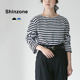 SHINZONE（シンゾーン） マリンボーダー Tシャツ 19SMSCU93 / レディース トップス チュニック カットソー ロンT 長袖 ボートネック 綿 コットン 日本製 MARINE BORDER LONG SLEEVE TEE