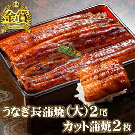 国産うなぎ長蒲焼（大）2尾＆カット蒲焼2枚セット うなぎ 鰻 ギフト 食べ物 プレゼント ウナギ 蒲焼き 蒲焼 国産 国内産 国産うなぎ お祝い 内祝い 御礼 お返し グルメ 食べ物 送料無料