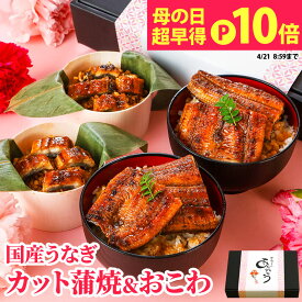 母の日 早割 うなぎ 国産うなぎ蒲焼ミニカット4枚＆うなぎおこわ2個 ギフト 食べ物 グルメ プレゼント 贈り物 贈答 国産 うなぎ 鰻 ウナギ 蒲焼き ミニカット 冷凍 国産 高級