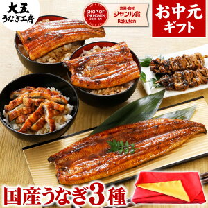 うなぎ 国産 蒲焼き 3種セット 長蒲焼1尾&カット蒲焼2枚&きざみうなぎ1パック 焼き肝串プレゼント ギフト 国産 蒲焼 内祝 御礼 御祝 お返し 誕生日 お祝い 結婚内祝い 熨斗 のし 風呂敷 グ