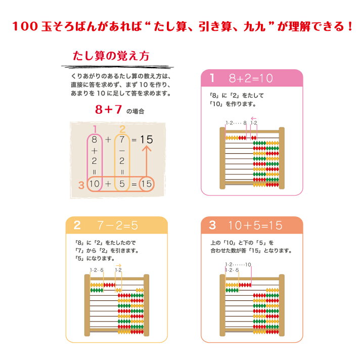 ダイイチ公式 100玉カラーそろばん SO-138 学習 知育 九九 数の概念 播州そろばんのダイイチ