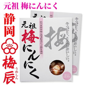 静岡市　梅辰株式会社　梅にんにく100g×2袋　次の日もニオイがしない無臭にんにく 紀州南高梅と国産かつお節で熟成　かつお梅にんにく大蒜ギフト　匂わない 漬物 漬け物 元祖 おかず ご飯 ご飯のお供 おとも 和食 和風　パリパリ食感が梅辰うめしんのオリジナル