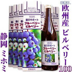 ミホミ　瞳のサポート　ビルベリー100（720ml×12本）欧州産ビルベリー使用　ミホミフーズ(株)(静岡市)　賞味期限2027年4月　【化粧箱無し】