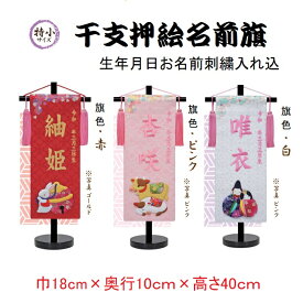 金襴織 干支アップリケ 【特小】 刺繍名前旗飾り 名前旗 命名旗 刺繍 特小 女の子名前旗