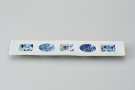 有田焼 大慶 食器 染付○□五品盛 染付皿 盛皿 仕切り皿 仕切りプレート 角皿 小皿 五品皿 料理皿 和皿 前菜皿 取皿 取り皿 盛り付け皿 和食器皿 うつわ 有田皿 日本製皿 磁器皿 和食器陶器 食卓皿