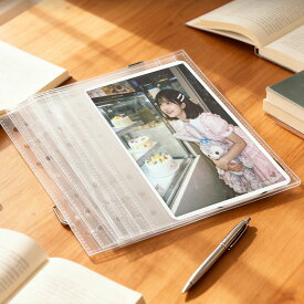 【ポイント5倍】シール帳 リフィル A6 シール台紙 40枚 透明 6穴 バインダー用 クリアポケット 台紙 はがせる 剥離紙 システム手帳 リフィル 写真 レシート 書類 収納 厚手 丈夫 文房具 ケイテボ