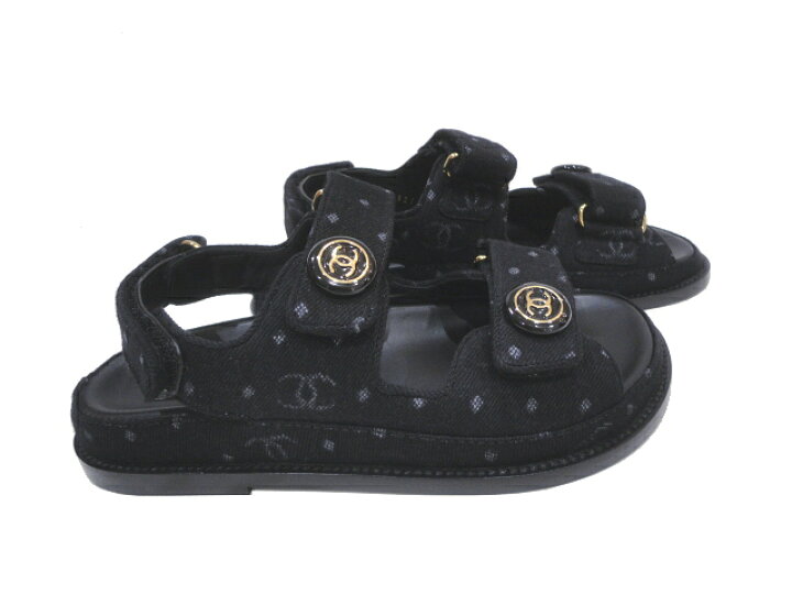 Chanel Sandals G35927 X56946 0S942, Black, 38