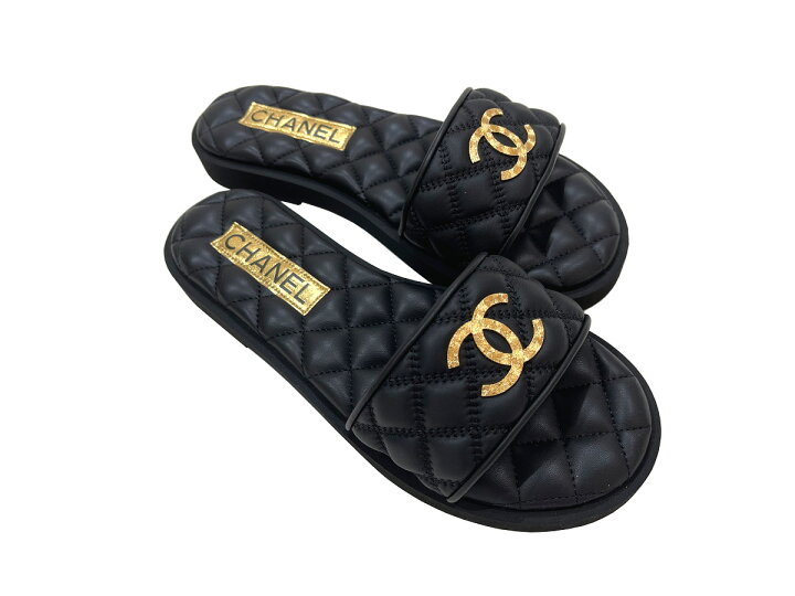 新品未使用☆CHANEL ミュール CCロゴ リボン フラット