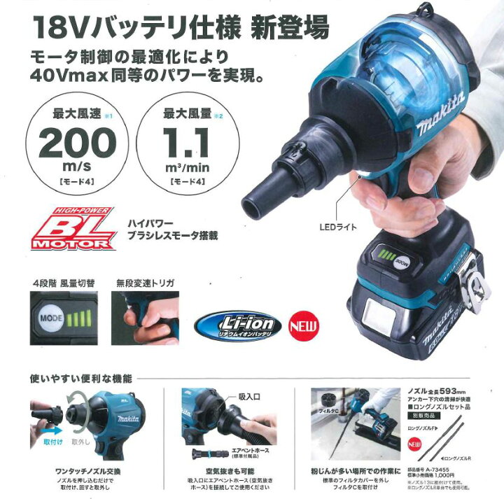 楽天市場】マキタ 18V 充電式エアダスター 本体のみ AS180DZ（ケース 