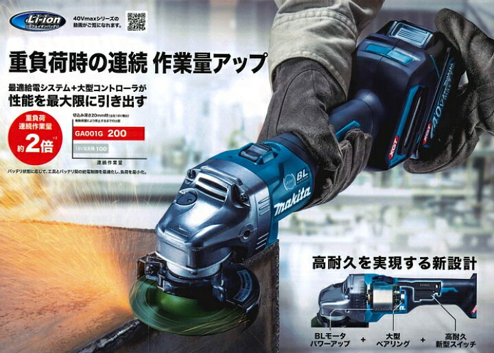 楽天市場】マキタ 40V-max 100mm充電式ディスクグラインダ GA001GRDX 