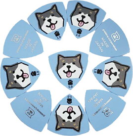 Daikingギターピック　KUROSHIBA-TA1.0mmSET 黒柴犬の柄10枚パックです。　硬質塩ビ製　厚さ1.0mm 日本製。ネコポスでお客様宅ポストへのお届けなので在宅の必要はありません、日本全国送料無料。
