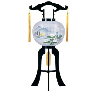 盆提灯 盆ちょうちん お盆提灯 回転 楓 7号 芙蓉山水 紙張 プラスチック 高70cm (2493) 送料無料 1802a052a