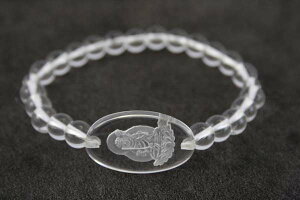 【ポイント最大47倍☆お買い物マラソン】数珠 ブレスレット 本水晶(クオーツ) 干支十二支守護御本尊入 卯 送料無料 z004