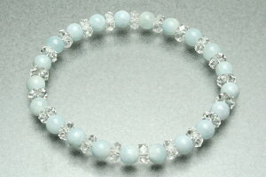 【ポイント最大47倍☆お買い物マラソン】数珠 ブレスレット アクアマリン×切子水晶(クォーツ) 送料無料 z086