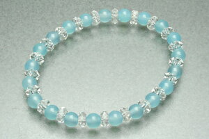 【ポイント最大47倍☆お買い物マラソン】数珠 ブレスレット アクア瑪瑙×切子水晶(クォーツ) 送料無料 z088