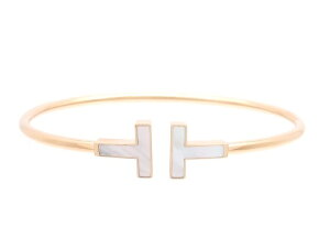 IFFANY&CO ティファニー 貴金属・宝石 Tワイヤーブレスレット バングル ホワイトマザーオブパール Mサイズ ミディアムサイズ PG ピンクゴールド 6.6g 白蝶 シロチョウ 【200】 【中古】【大黒屋】