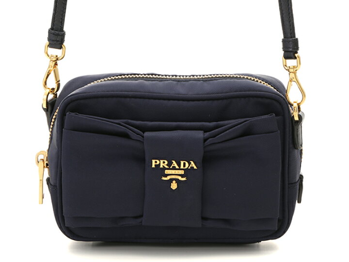 楽天市場】PRADA プラダ リボンショルダーバッグ ナイロン ネイビー  