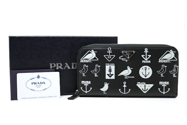 楽天市場】PRADA プラダ サイフ・小物 ラウンド長財布 ブラック マリン 