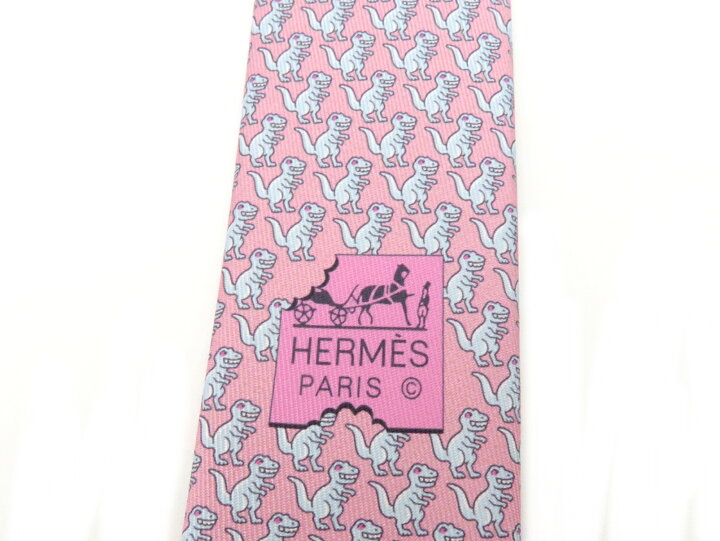 楽天市場】HERMES エルメス 恐竜柄ネクタイ シルク ライトブルー 