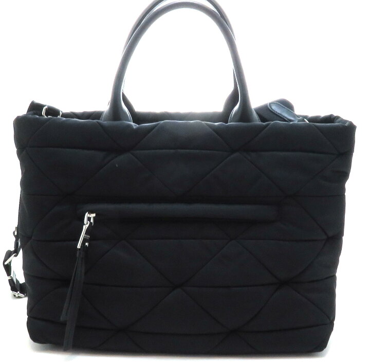 PRADA プラダ パデッドナイロントートバッグ 1BG435 2wayトートバッグ ブラック ナイロン/ラム 【205】 【中古】【大黒屋】 | 質屋 大黒屋
