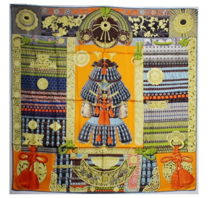 楽天市場】HERMES エルメス カレ90 侍の鎧兜 シルク スカーフ オレンジ  