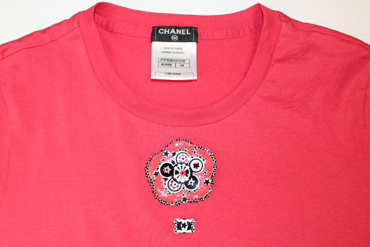 楽天市場】CHANEL シャネル 半袖Tシャツ レディース34 ピンク コットン 