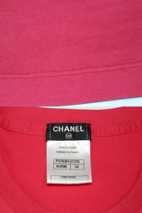 楽天市場】CHANEL シャネル 半袖Tシャツ レディース34 ピンク コットン 
