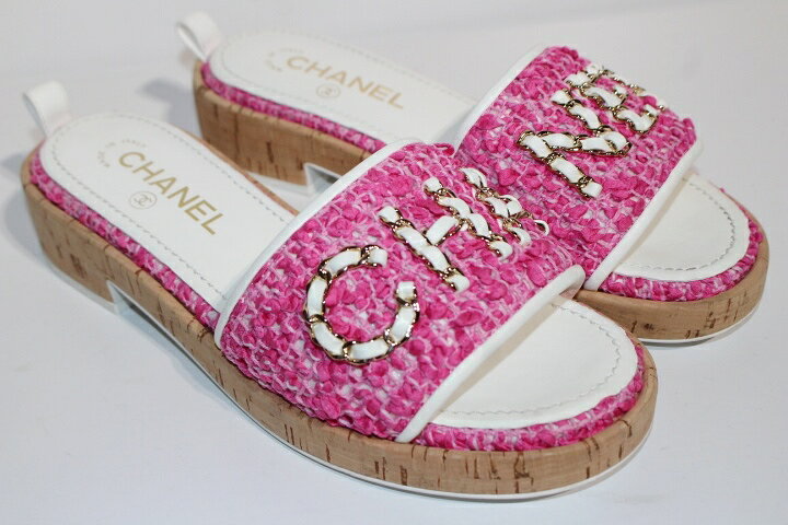 楽天市場】CHANEL シャネル ミュール サンダル レディース38C ピンク 