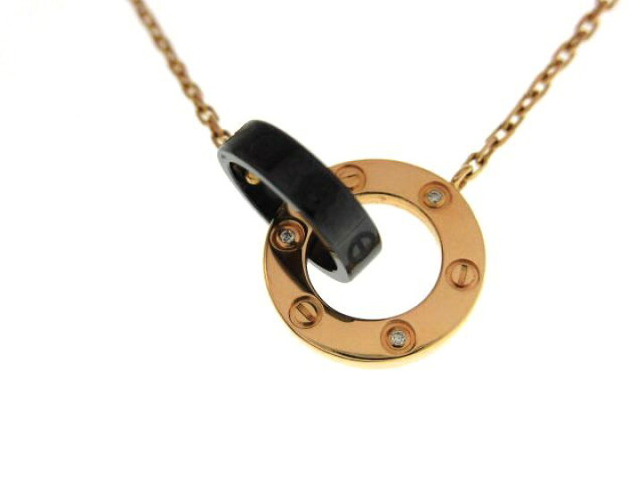楽天市場 Cartier カルティエ ベビーラブサークルネックレス ペンダント K18ピンクゴールド セラミック 3ポイントダイヤモンド 4 9g 474 中古 大黒屋 質屋 大黒屋