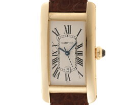 CARTIER　カルティエ　タンクアメリカンMM　自動巻　女性用腕時計　K18イエローゴールド／革　W2603556【472】SJ 【中古】【大黒屋】