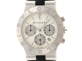 BVLGARI　ブルガリ　ディアゴノ　スポーツ　クロノグラフ　CHW35G　WG/革　メンズ　クオーツ　ホワイト文字盤　【430】2143400179292 【中古】【大黒屋】