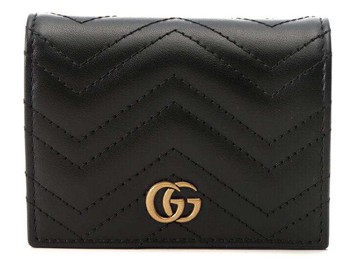 楽天市場】GUCCI グッチ GGマーモント 二つ折り財布 ブラック カーフ  