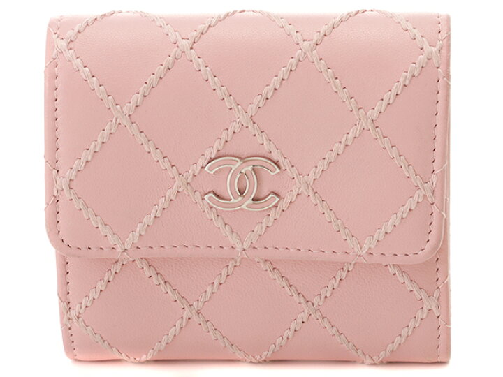 楽天市場】CHANEL シャネル ワイルドステッチ レザー ピンク 三つ折り  