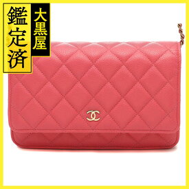 CHANEL　シャネル　クラシックチェーンウォレット　ピンクスラッシュGP　キャビア【430】2148103593437 【中古】【大黒屋】