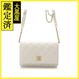 CHANEL　シャネル　バッグ　マトラッセチェーンウォレット　ホワイト/GP　カーフ　2147200466774　【437】 【中古】【大黒屋】