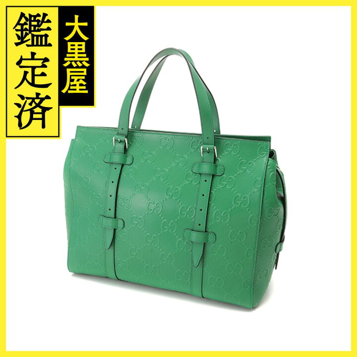 楽天市場】GUCCI グッチ GGエンボストートバッグ グリーン レザー 