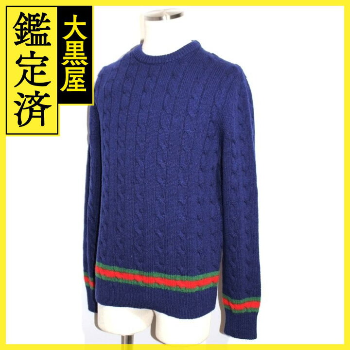 楽天市場】GUCCI グッチ セーター メンズM ブルー ネイビー シェリー 