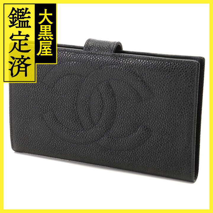 楽天市場】CHANEL シャネル ココマーク 二つ折りがま口長財布 ブラック  