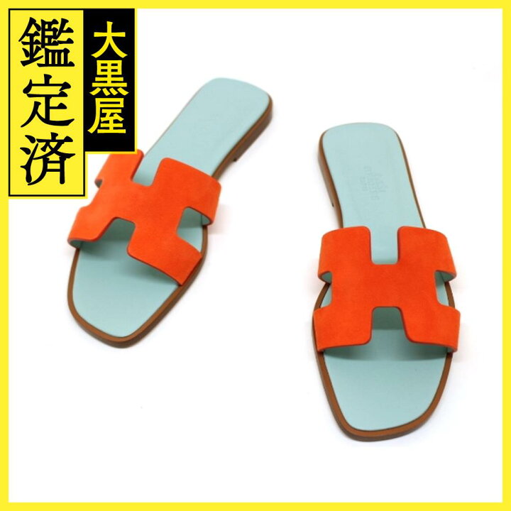 楽天市場】HERMES エルメス 靴 オラン サンダル レディース37 オレンジ 