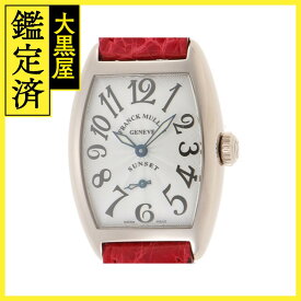 FRANK MULLER　フランク・ミュラー　トノーカーベックス　サンセット　1750S6　SUN　WG/革　女性用手巻き時計【473】 【中古】【大黒屋】