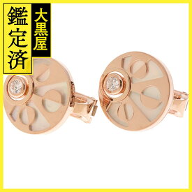 BVLGARI　ブルガリ　インタルシオ　ピアス　K18PG　白蝶貝/ダイヤモンド　9.7g　【472】H 【中古】【大黒屋】