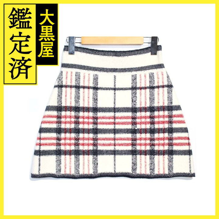 Christian Dior 通お チェック スカート 36 コットン ウール