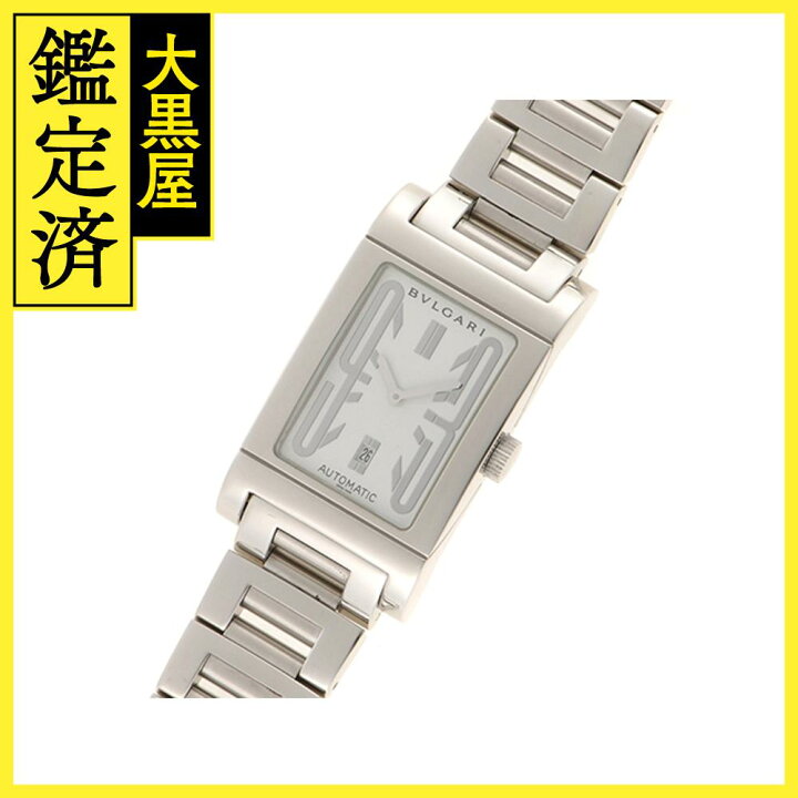 BVLGARI ブルガリ レッタンゴロ RT45S デイト 30m防水 白 ホワイト SS  