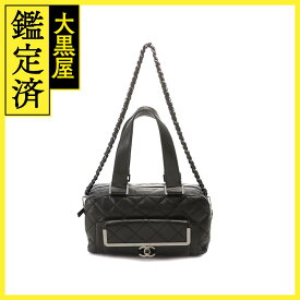 CHANEL シャネル マトラッセ 2WAY チェーンショルダーバッグ ブラック ラムスキン【473】 【中古】【大黒屋】